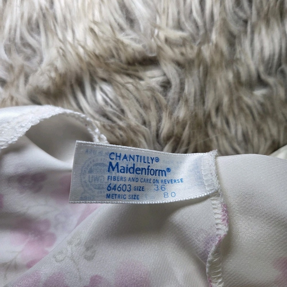 Vintage Chantilly Maidensform Floral Satin Lace Camisole Cami Size 36 Romantic - Picture 6 of 8